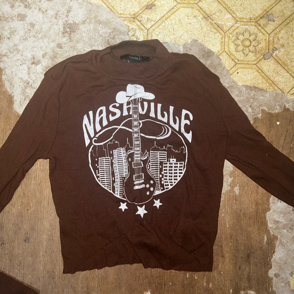 Forever 21, small brown cropped long sleeve shirt